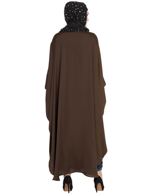 Muslimah Thread Embroidered Nida Kaftan Gold